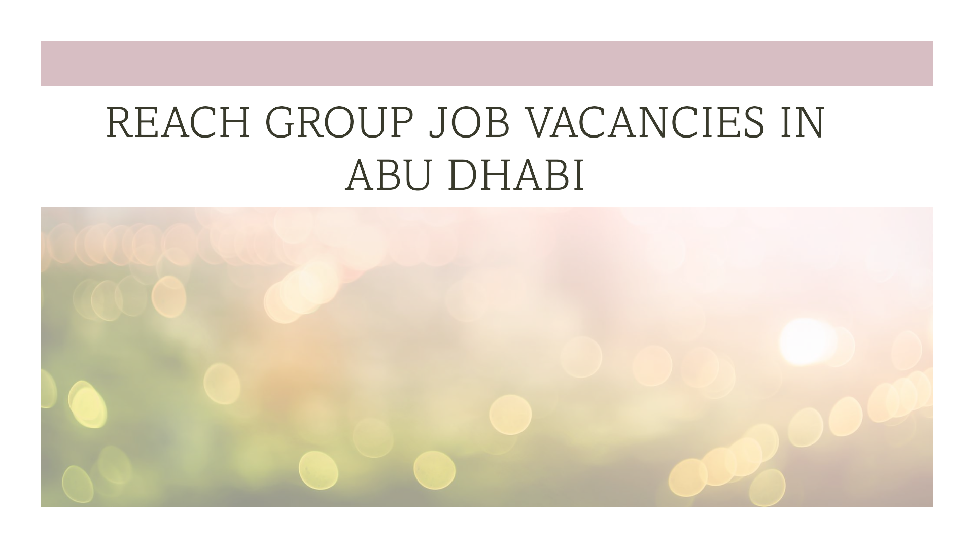 Reach Group job vacancies in Abu Dhabi