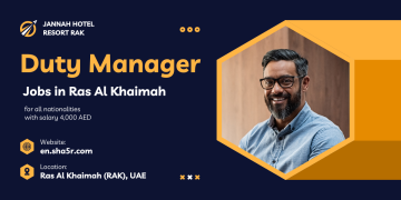 Duty Manager jobs in Ras Al Khaimah for all nationalities with salary 4,000 AED
